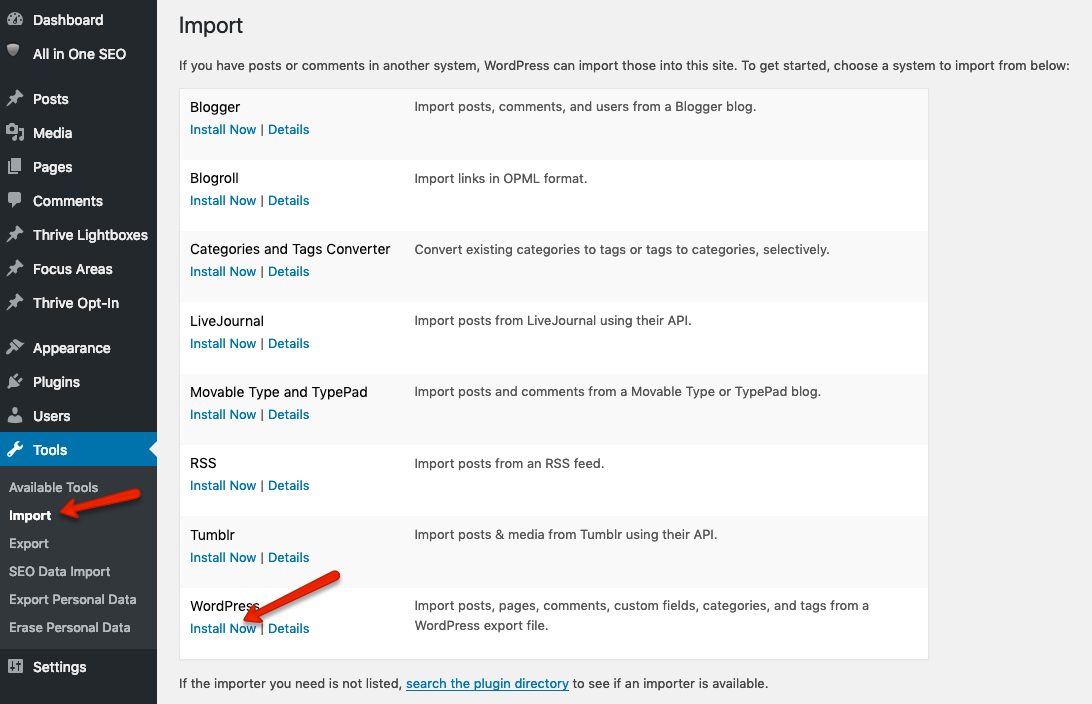 WordPress Import